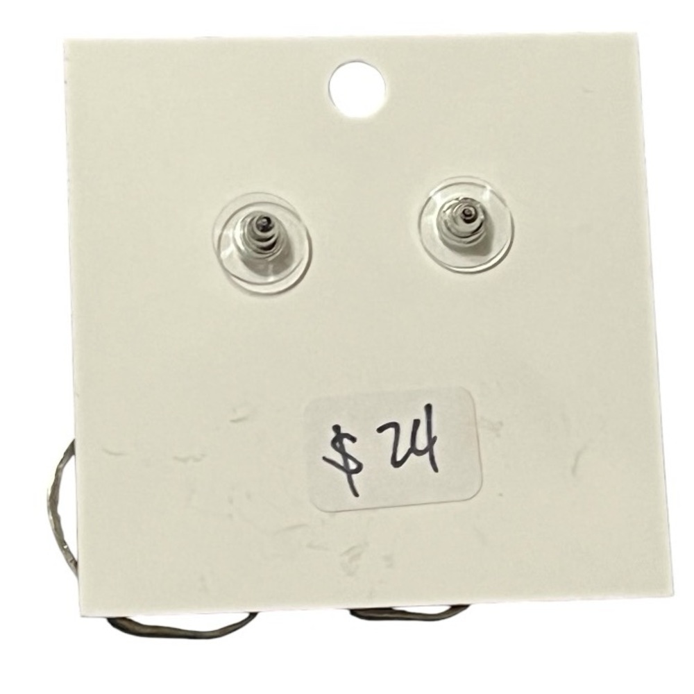 Metal White Marble Dangle Earrings - Picture 4 of 4